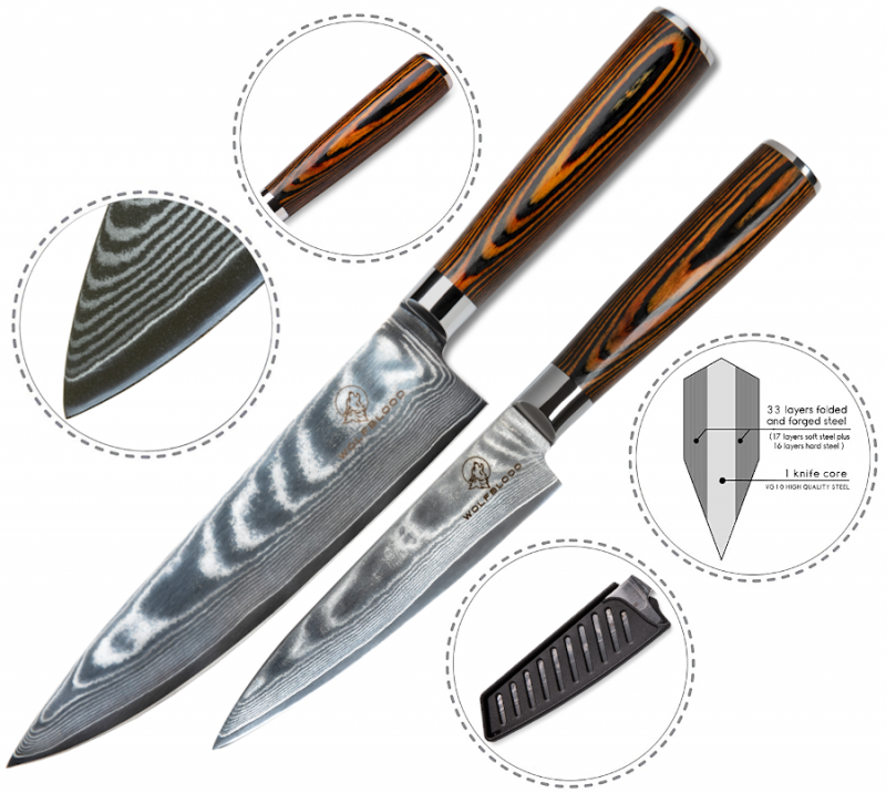 Wolfblood Zeuß Santoku Damastmesser Küchenmesser LH Lifestyle Kochmesser